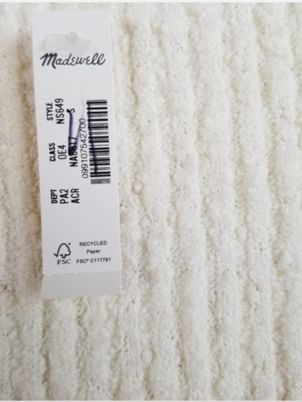 Madewell Boucle Knit Crewneck Sweater Tee Small NWT - Picture 6 of 9